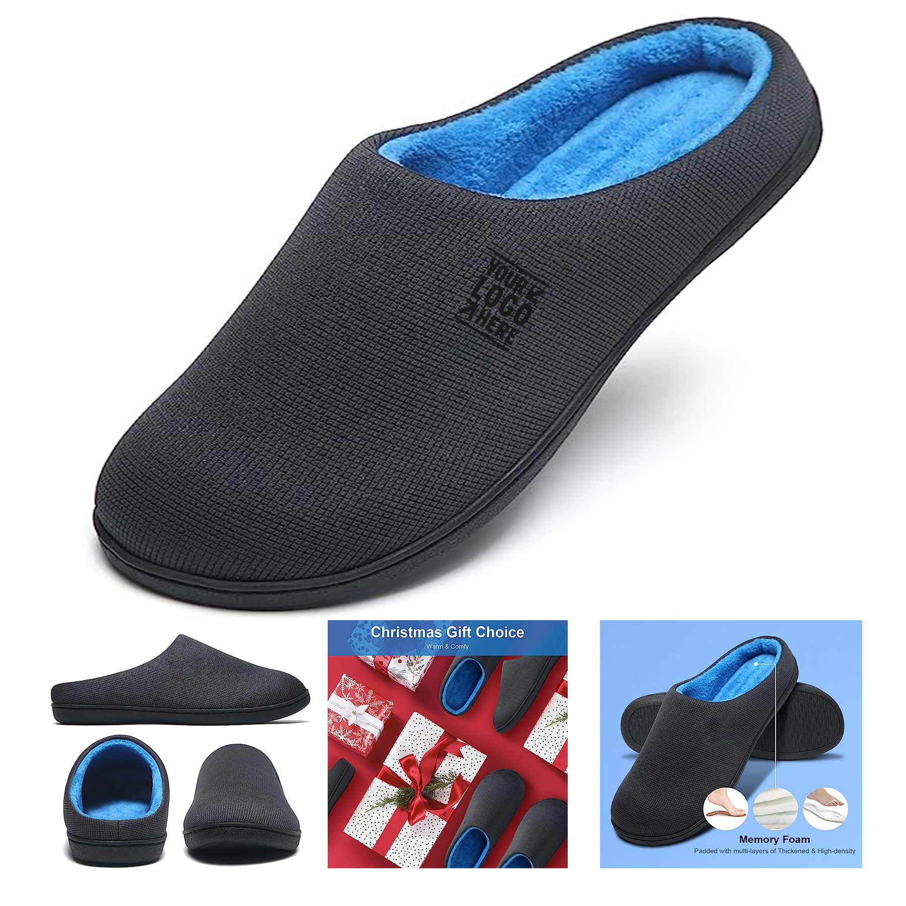  Men's cozy memory foam house slippers. Durable tread provides anti-skid traction and indoor and ou