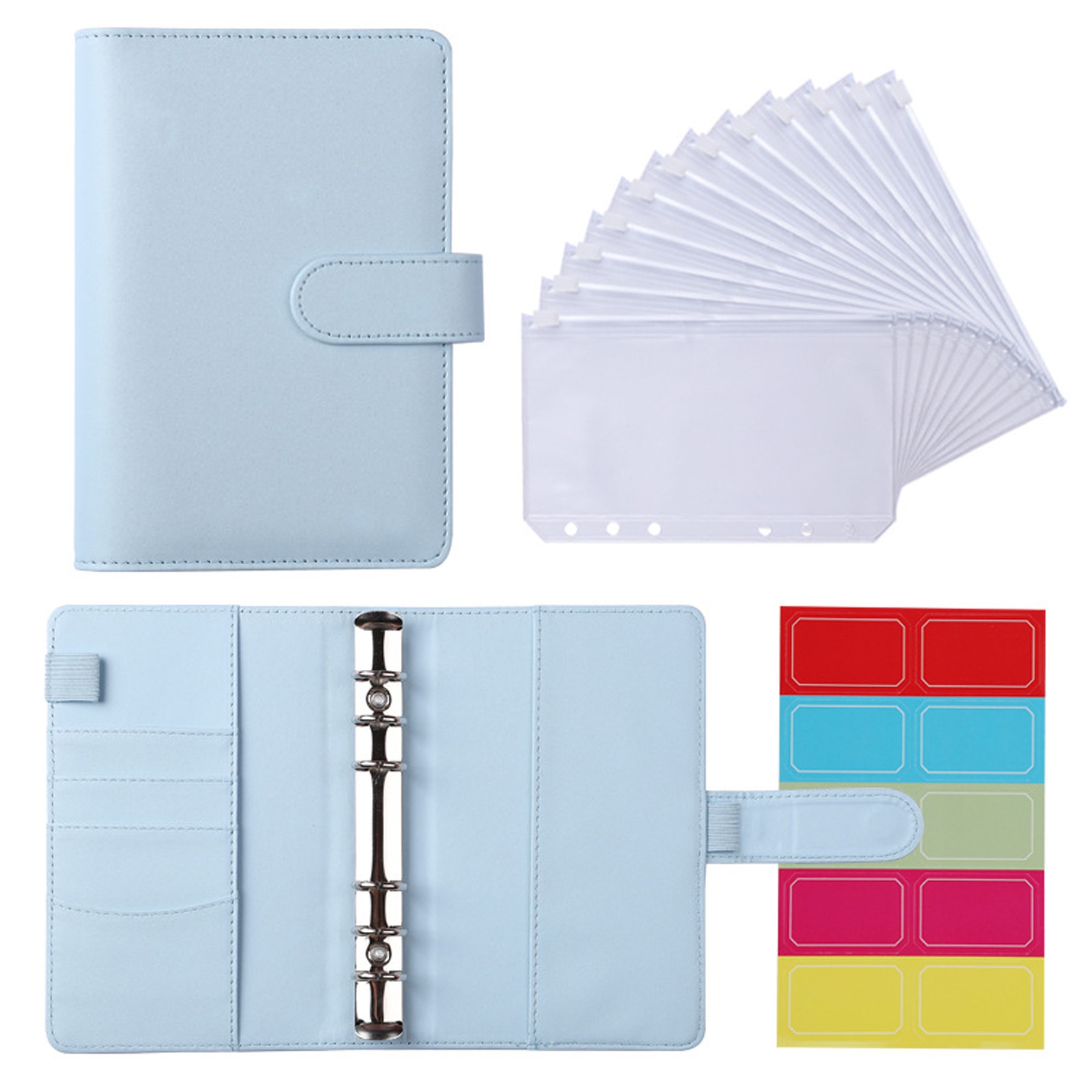 A6 PU Leather Binder Cover w/12 Piece A6 Binder Pockets 5