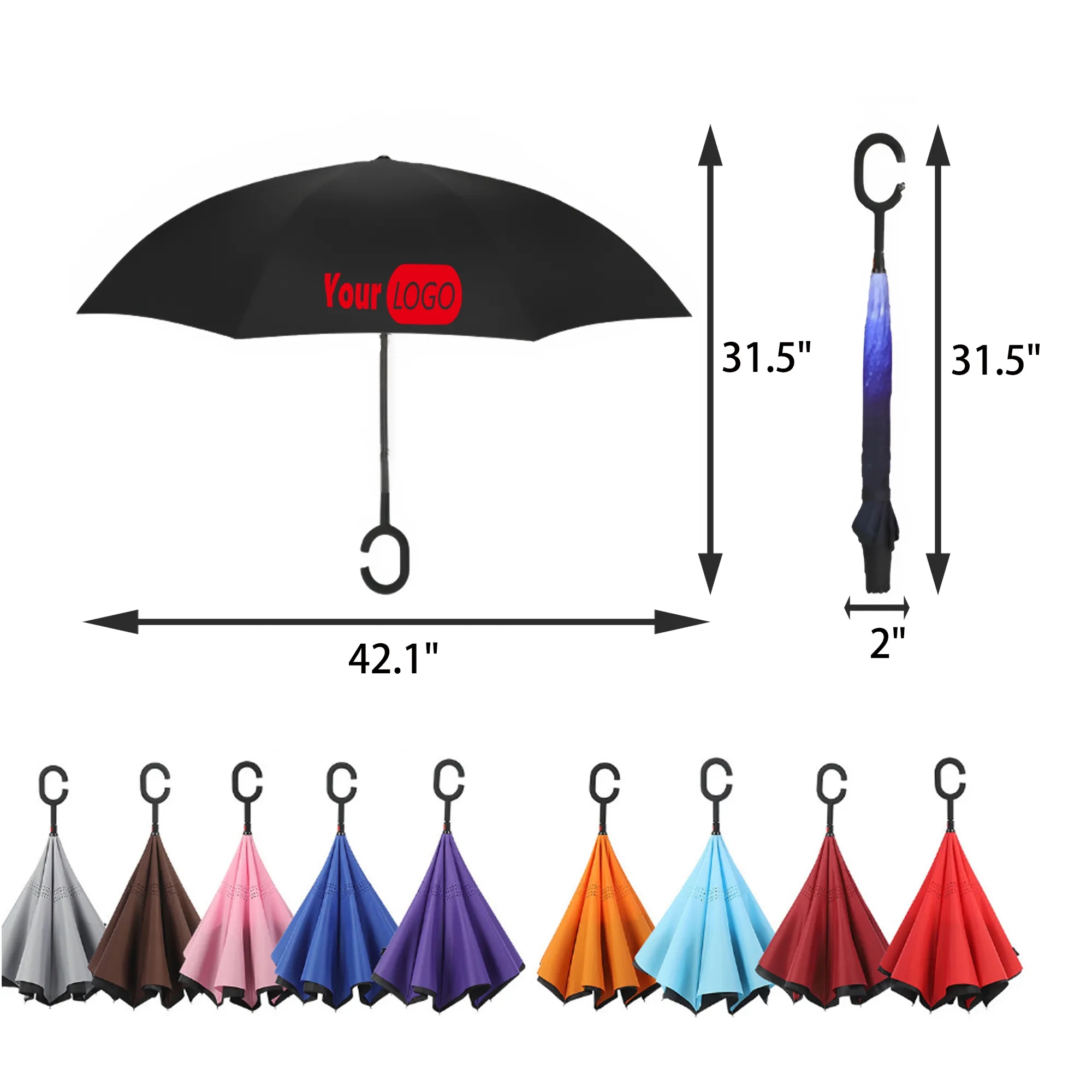 MOQ 50 PCS Hands Free Inverted Umbrella