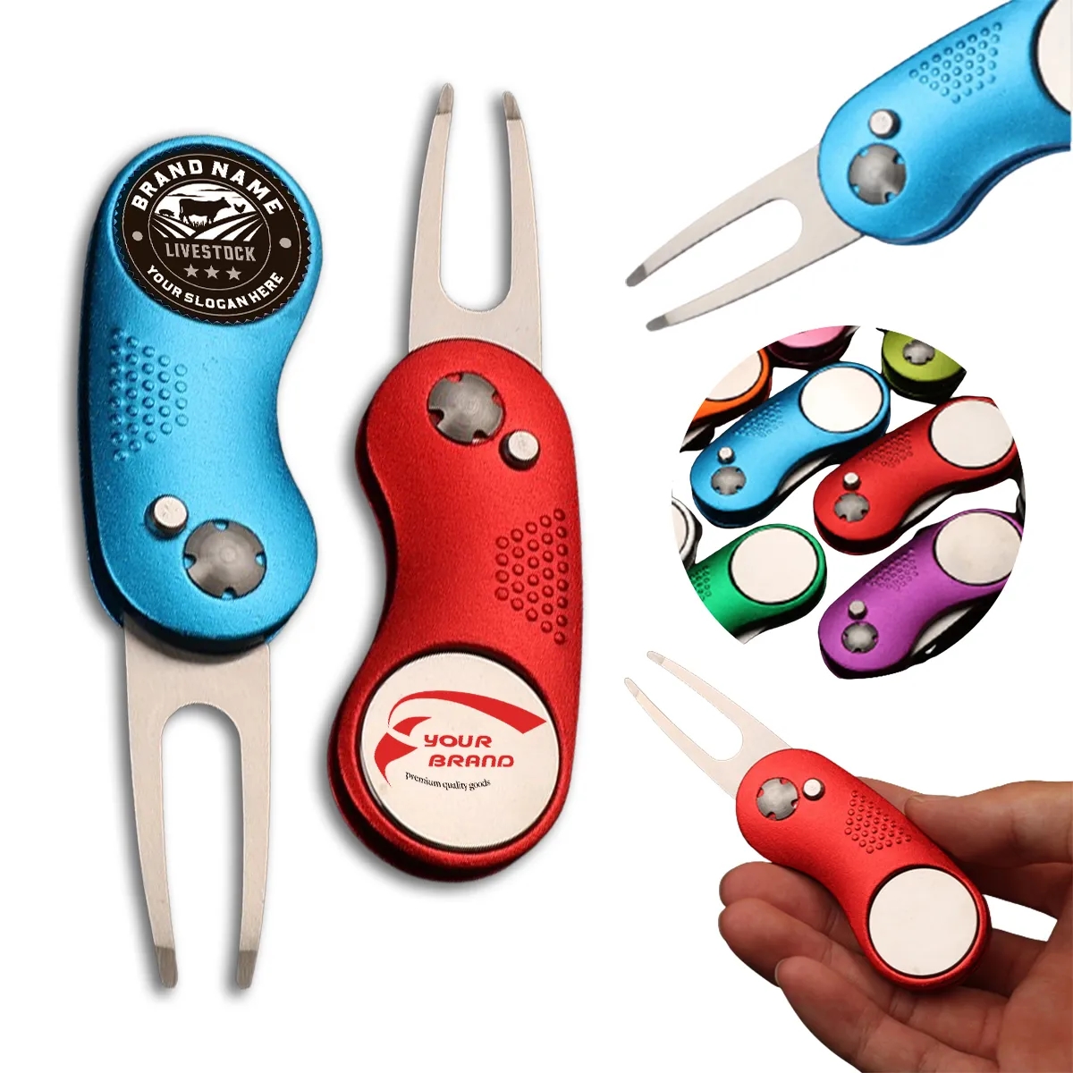 Foldable Golf Divot Repair Tool with Golf Ball Marker 3