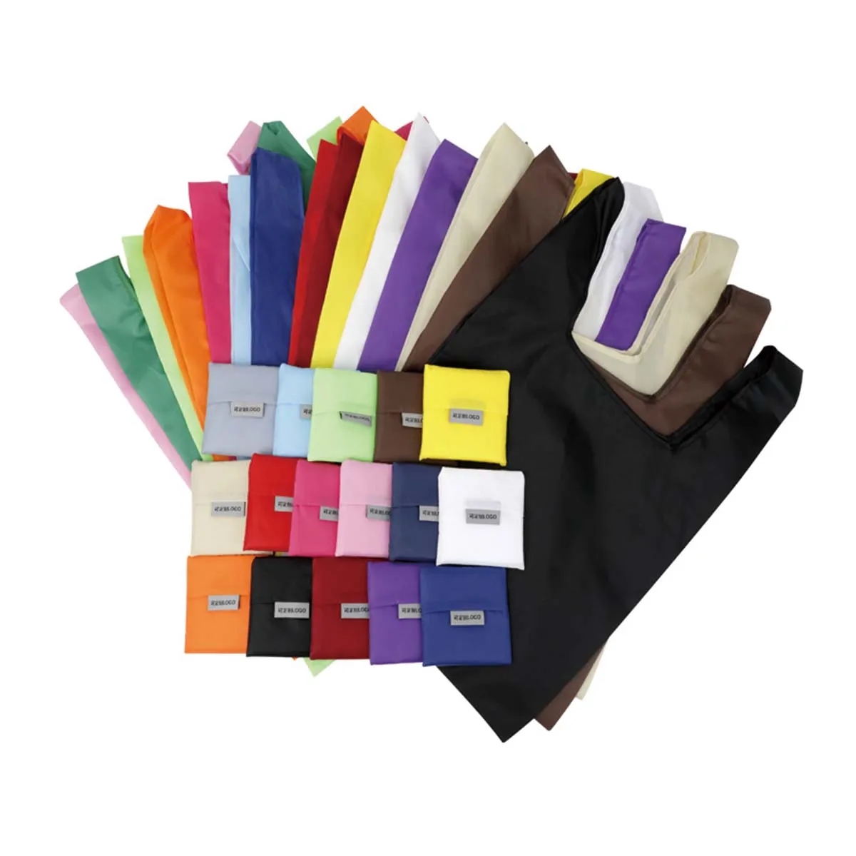 Stock Durable Colorful Folding Reusable Grocery Bags, custom tote bag with logo imprint 3