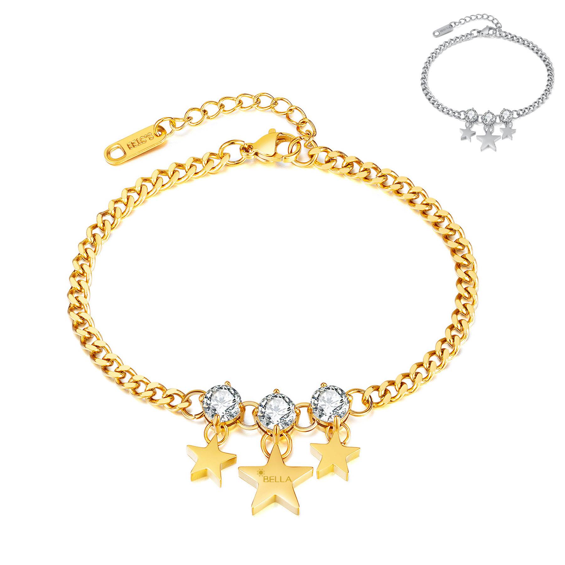 Five pointed star titanium steel bracelet