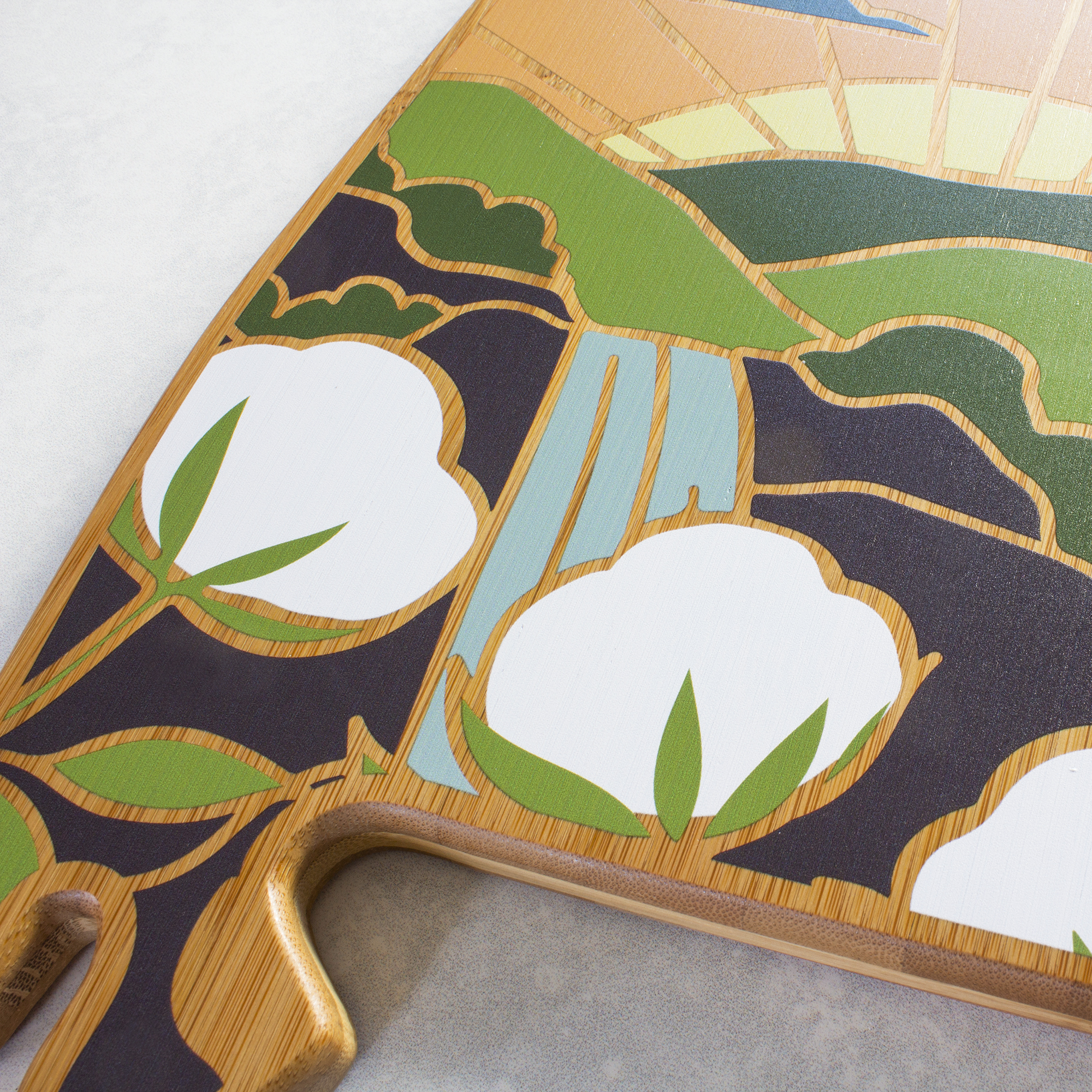 Alabama State Shaped Serving and Cutting Board with Artwork by Summer Stokes 5