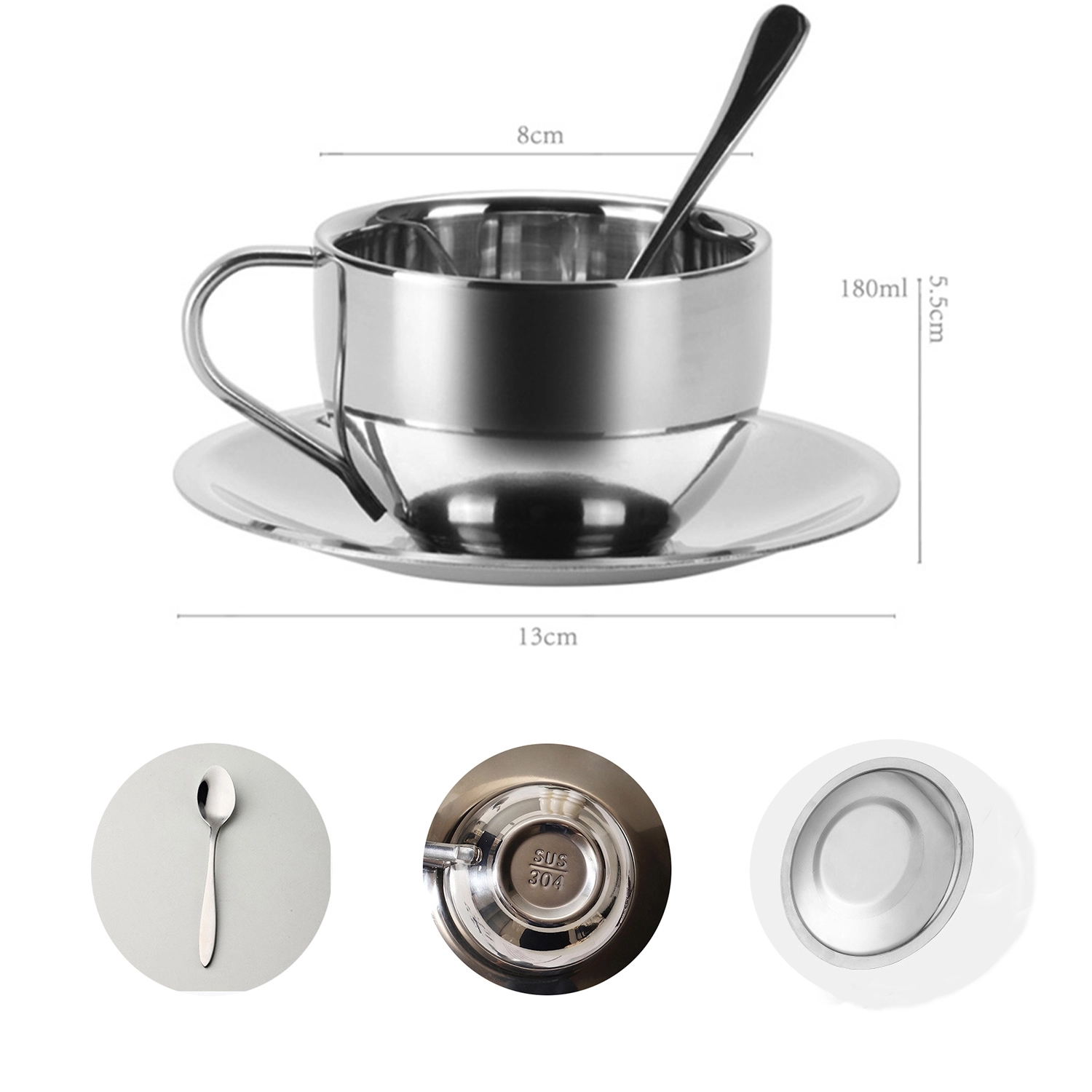 6oz Stainless Steel Coffee Cup Set 2