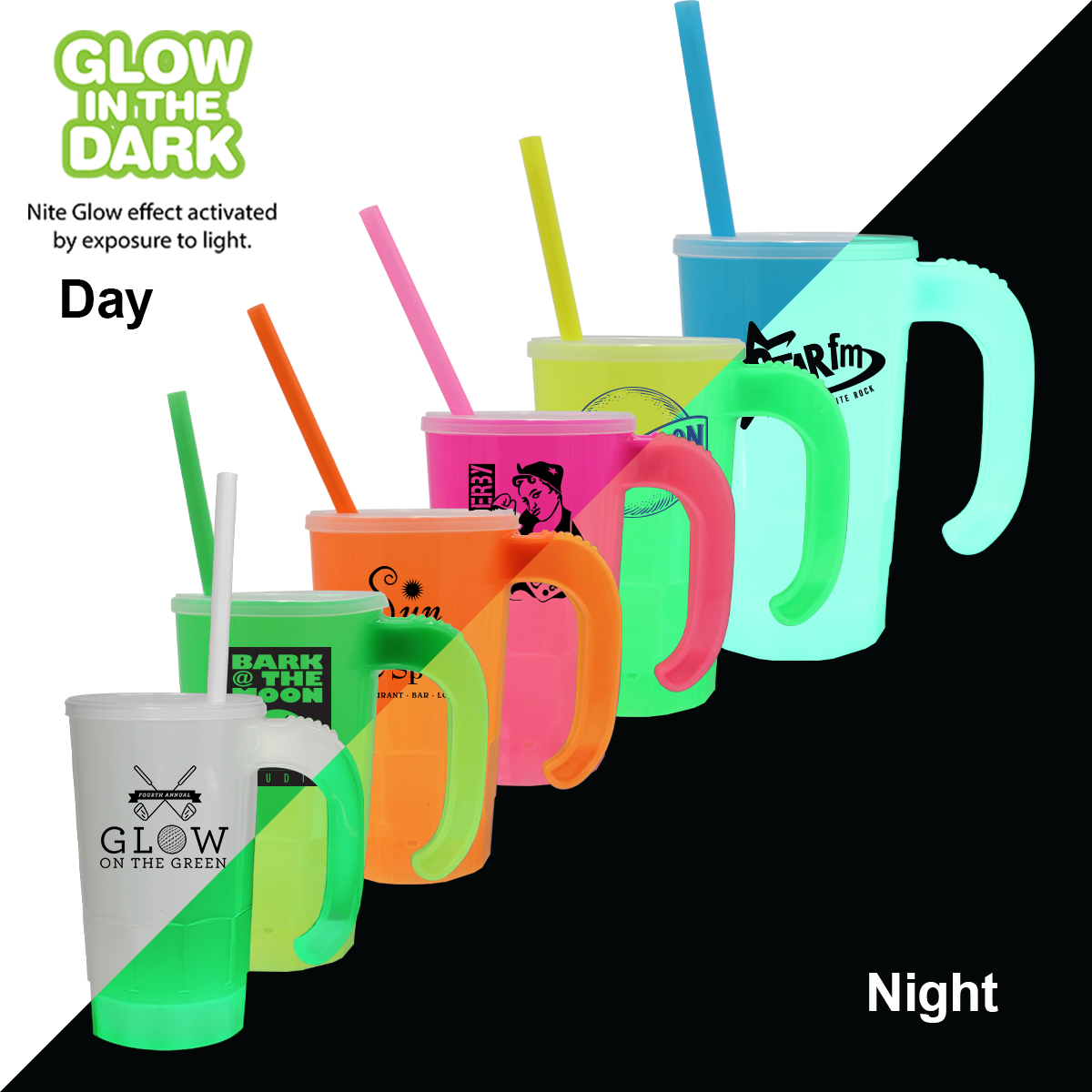 20 oz. Nite Glow Stackable Beer Stein/Straw/Lid Set 3