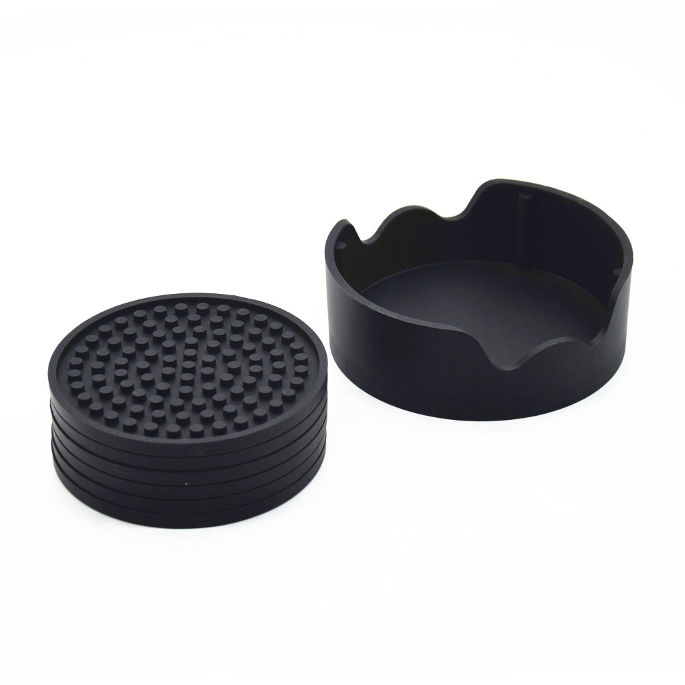 Silicone Drink Coaster with Holder Set of 6 3