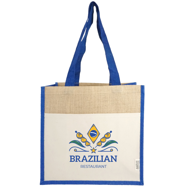 Miami Recycled Cotton Front Pocket Jute Tote, custom tote bag with logo imprint 25