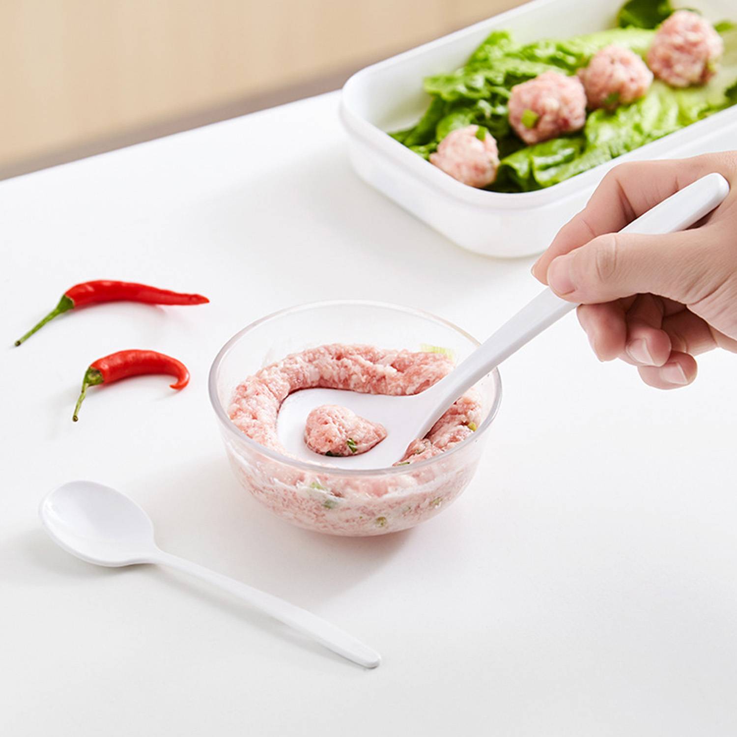 Kitchen Plastic Meatball Scoop Set 4