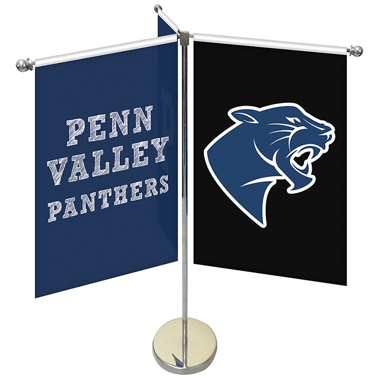11-19.7" Metal Telescopic Flagpole with Three Single Reverse Banners 3