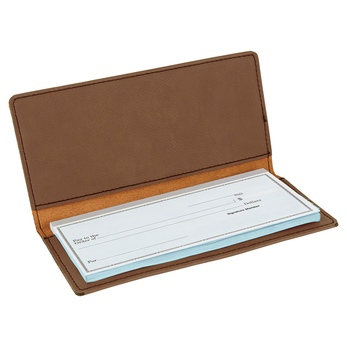 Dark Brown Leatherette Checkbook Cover 4