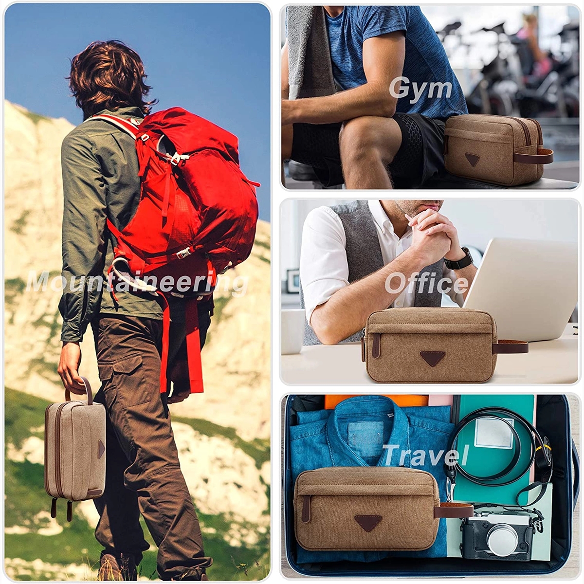 Canvas Leather Cosmetic Makeup Travel Toiletry Bag 6