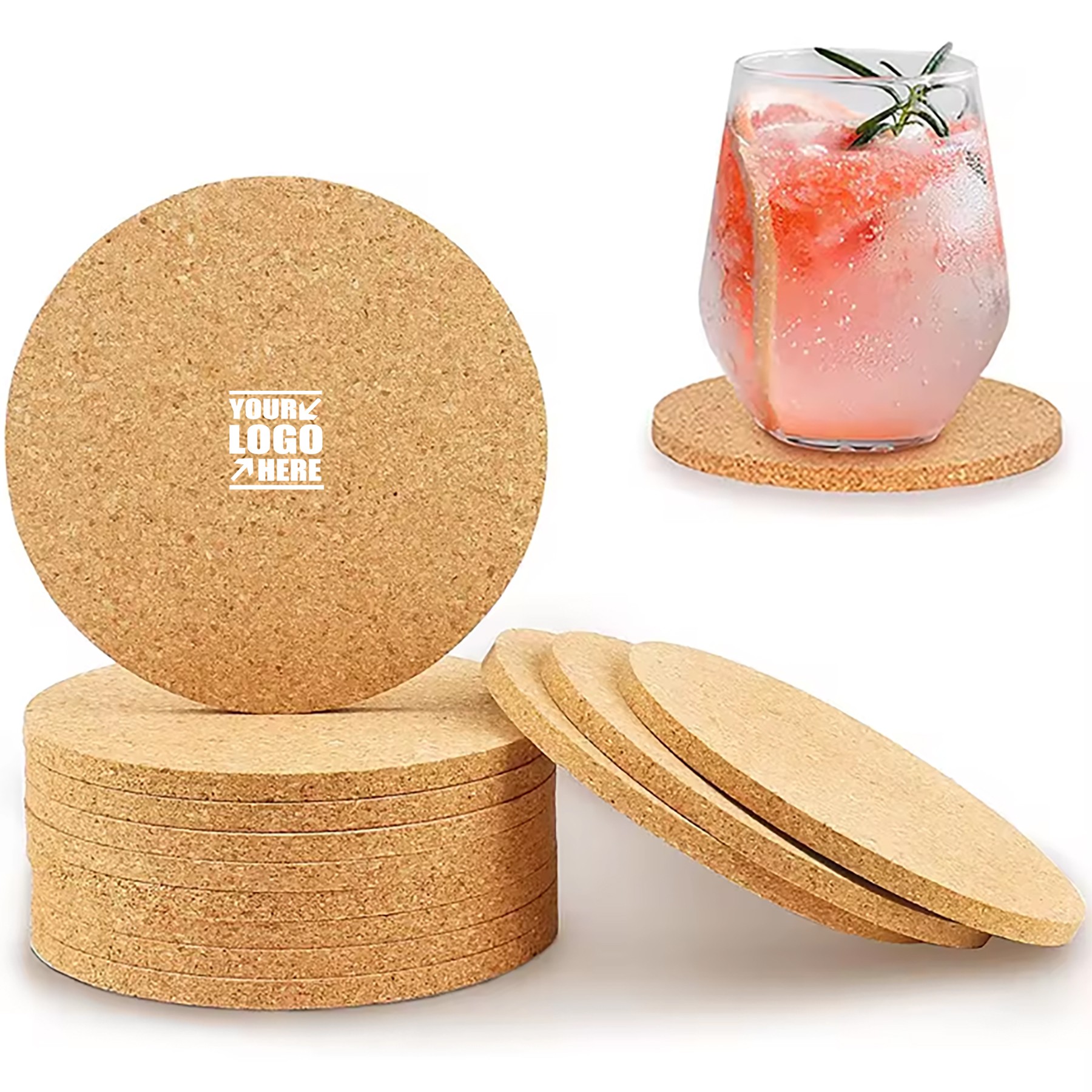 3.5" Round Natural Cork Coasters 1