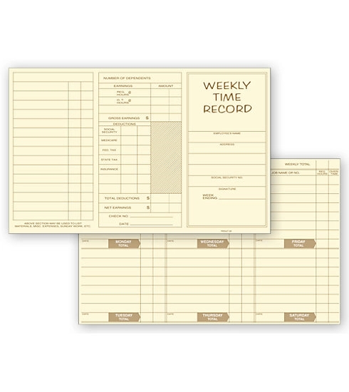Weekly Time Cards, Pocket Size 1