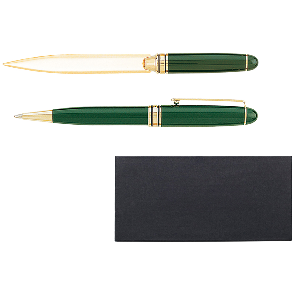 Danish-I Brass Letter Opener with GS Double Pen Set 2
