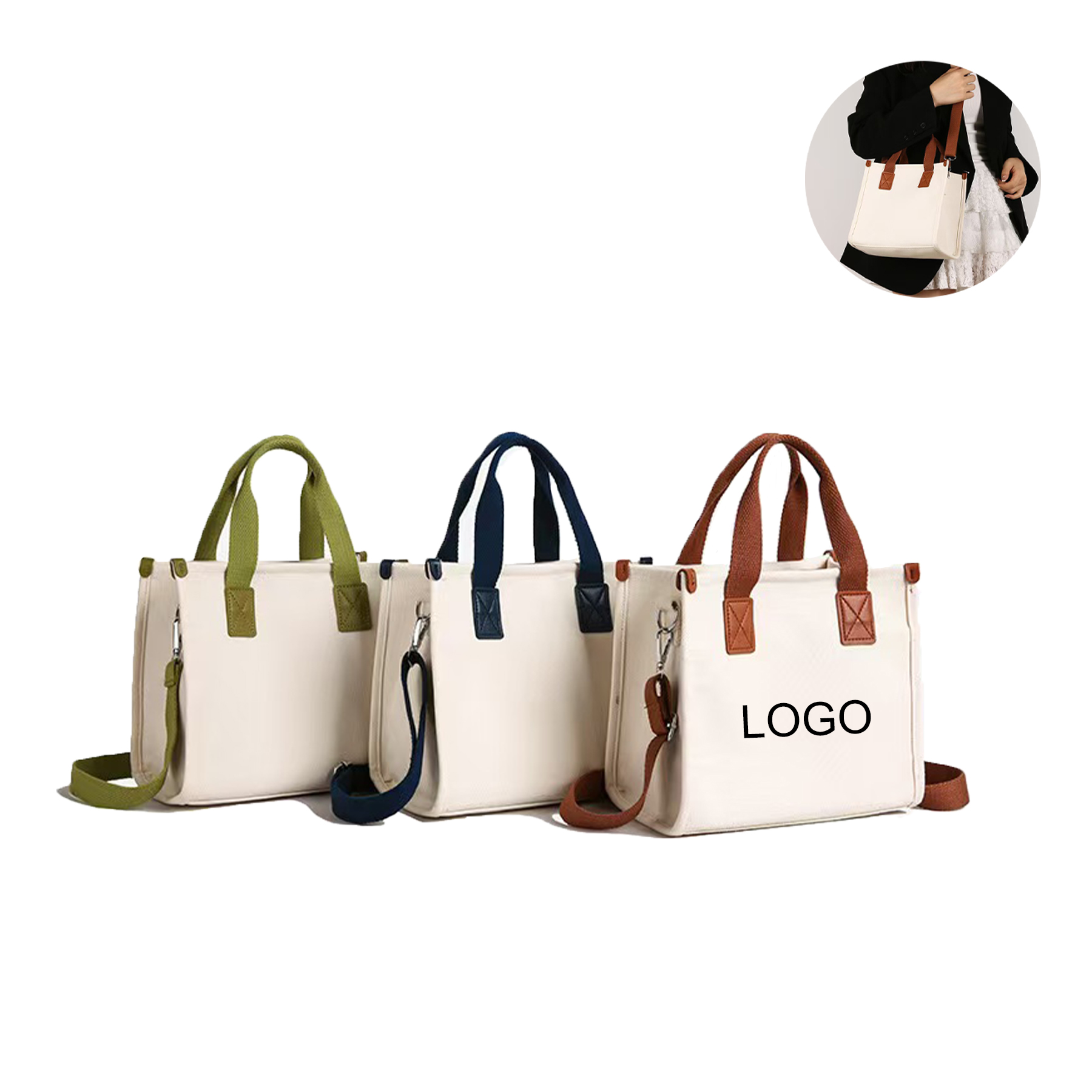 Square Canvas Tote Bag with
Shoulder Strap 2