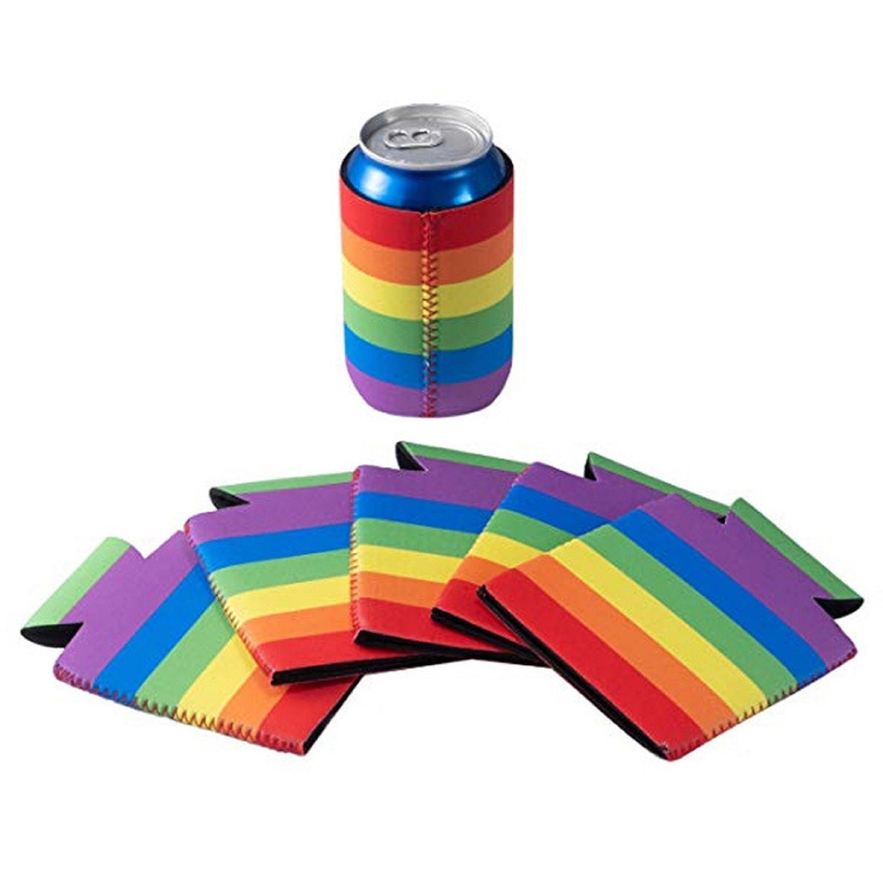 Rainbow Neoprene Beer Can Cooler Holder 1