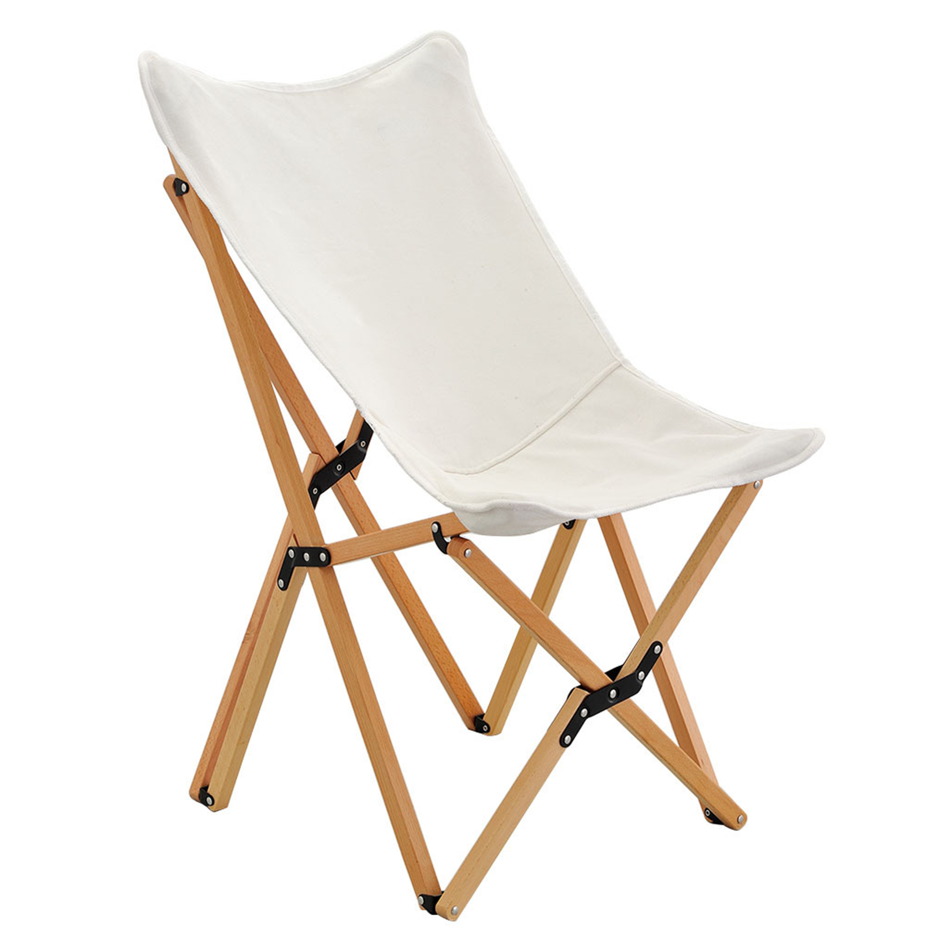 White Cotton Canvas Folding Camping Chairs 3