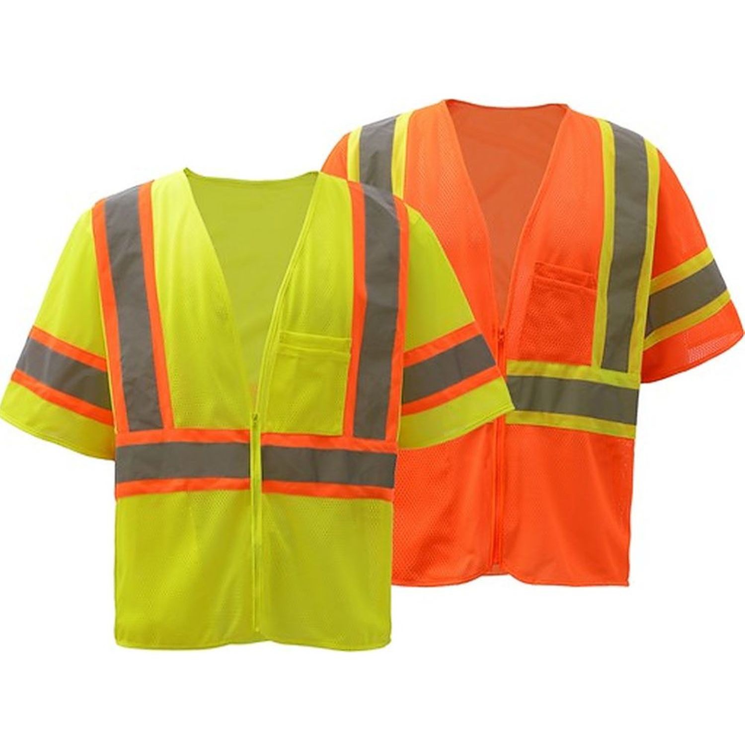 rPET Class 3 Reflective Tape Mesh Safety Zip Vest with 2 Pockets 2