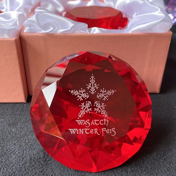 Ruby Crystal Diamond Paperweight 3