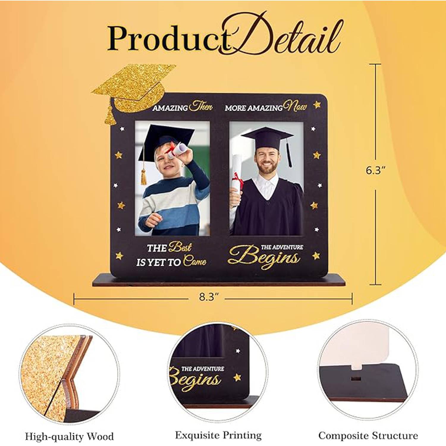 Handcrafted Solid Wood Picture Frame for Graduation Memories 2