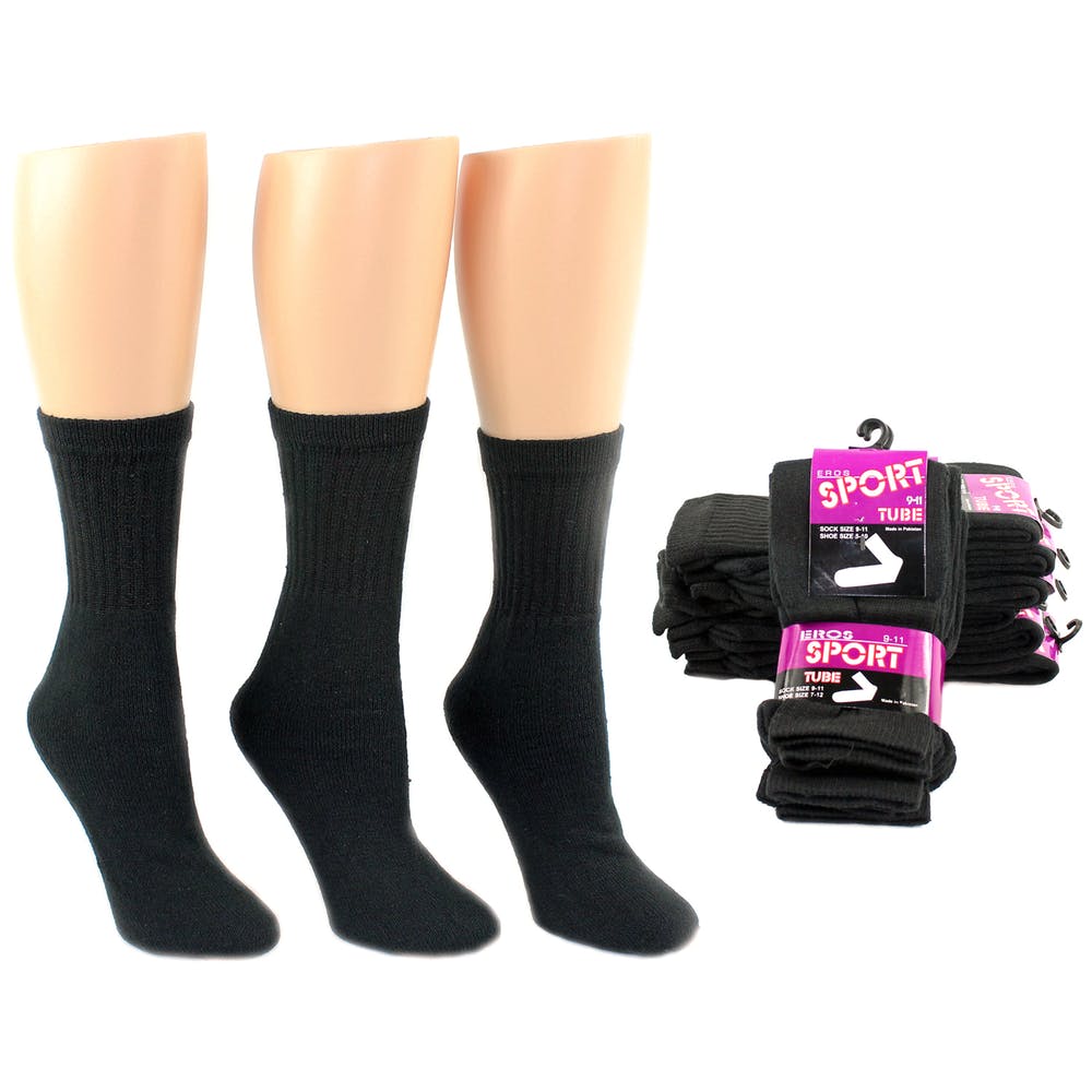 Women's Athletic Tube Socks - Black Size 9-11 2