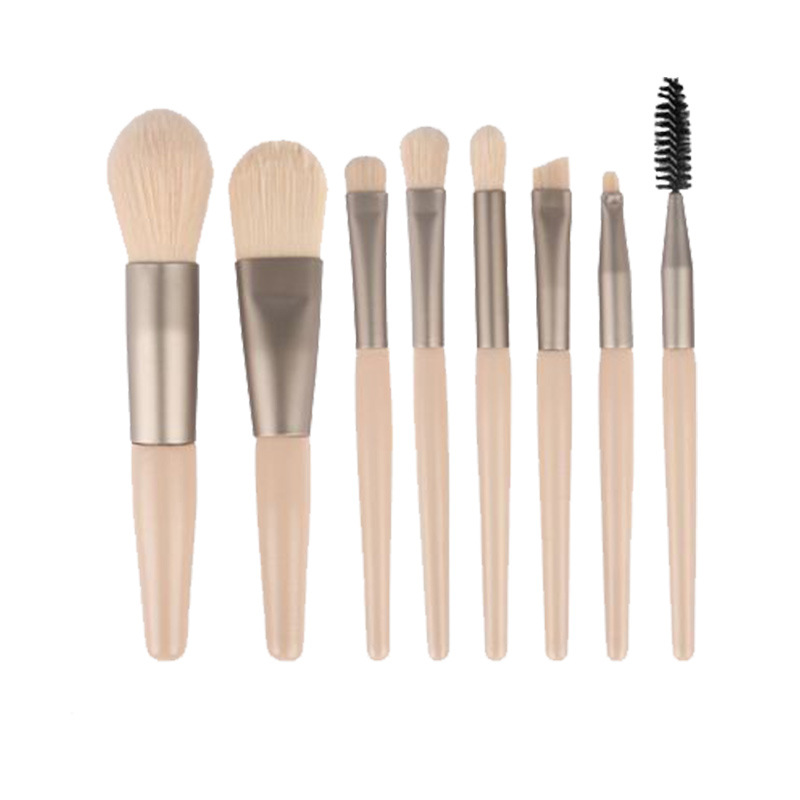 8pcs Wooden Handle Makeup Brush Set With case 5