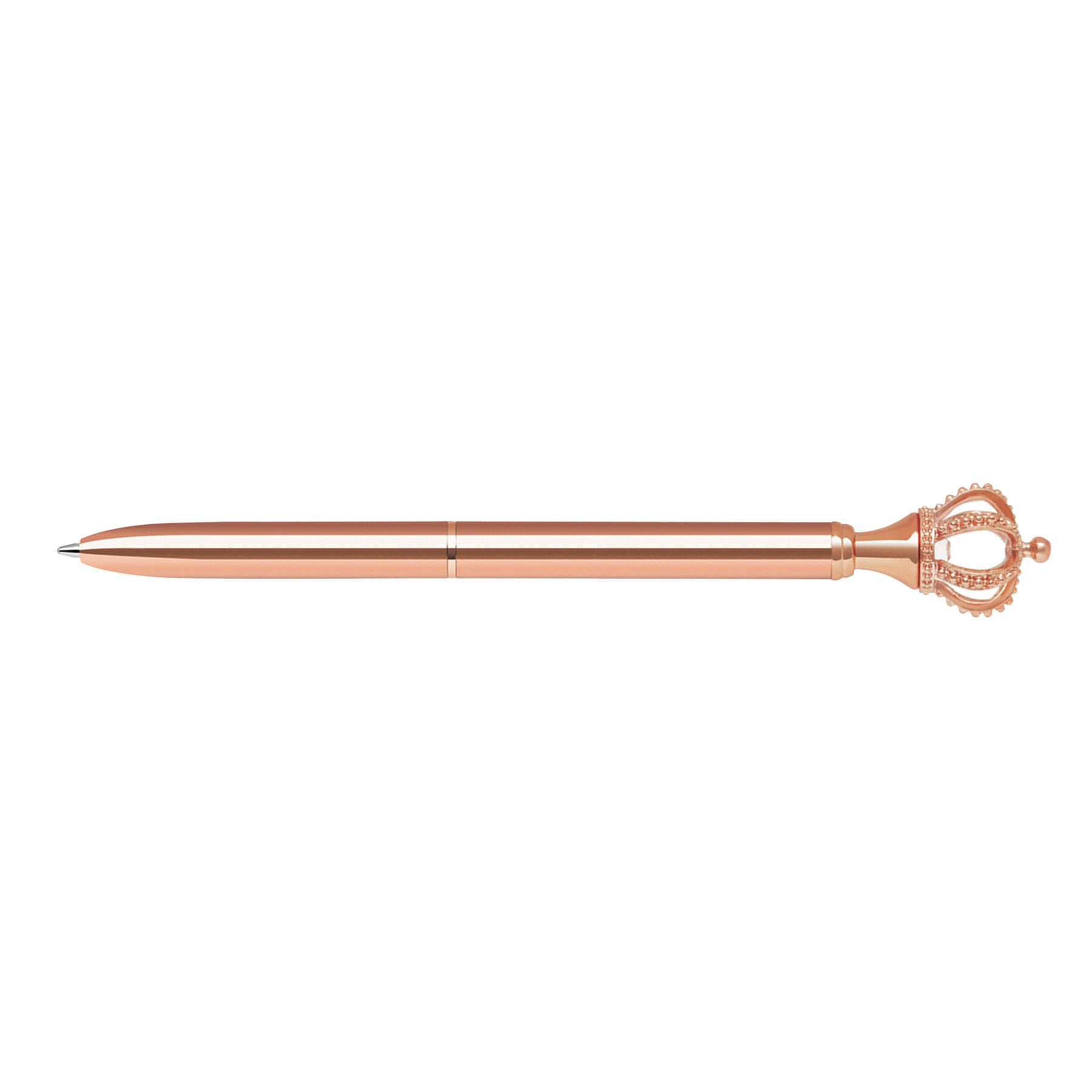 Diamond encrusted crown rose gold twist action metal ballpoint pen 2
