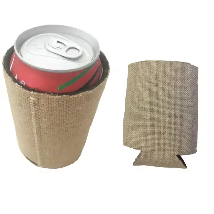 Burlap with Neoprene Can Cooler, custom koozie with logo imprint 6