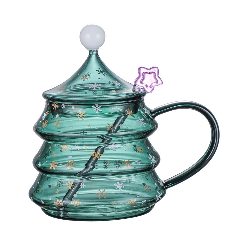 13/16 OZ. Glass Christmas Tree Tea Coffee Mug & Gift Cup 4