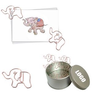 Animal Elephant Shaped Paper Clips In Tin Box 7