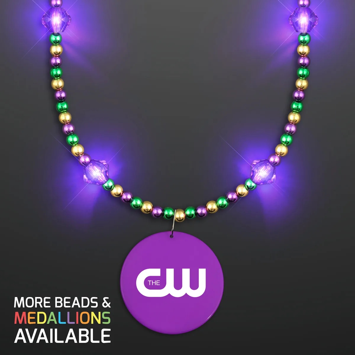 Purple Light Jewels Mardi Gras Beads with Purple Medallion 5