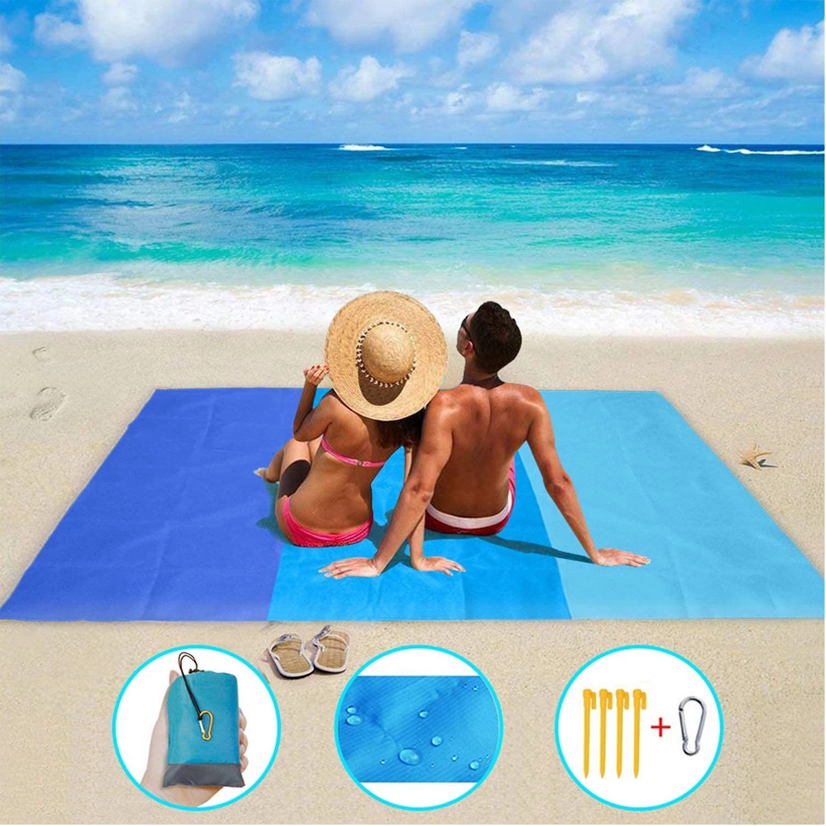 Samll MOQ 32PCS Outdoor Sandproof Beach Mat 79" X 83" 2