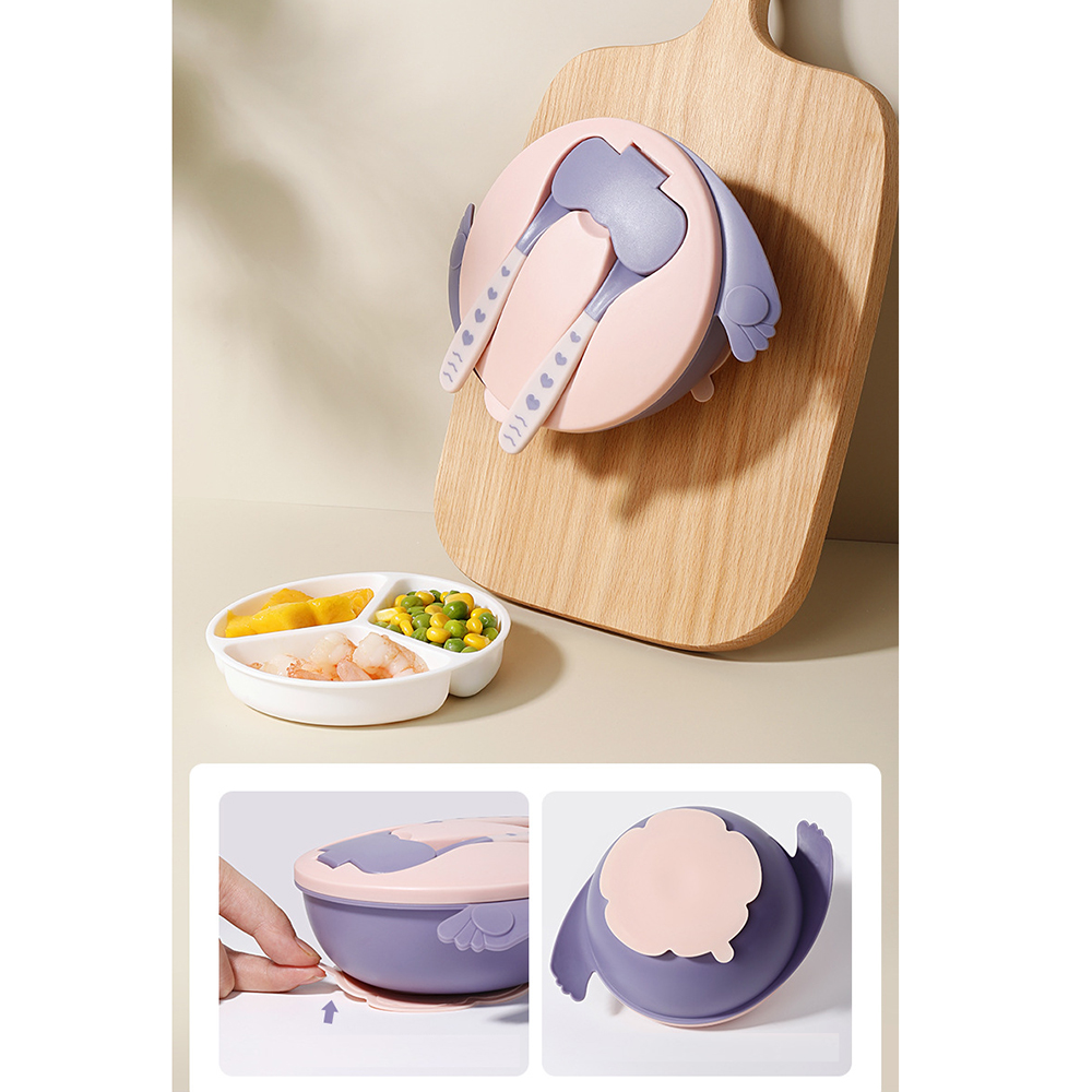 Double Layer Suction Bowl For Baby With Spoon And Fork 4