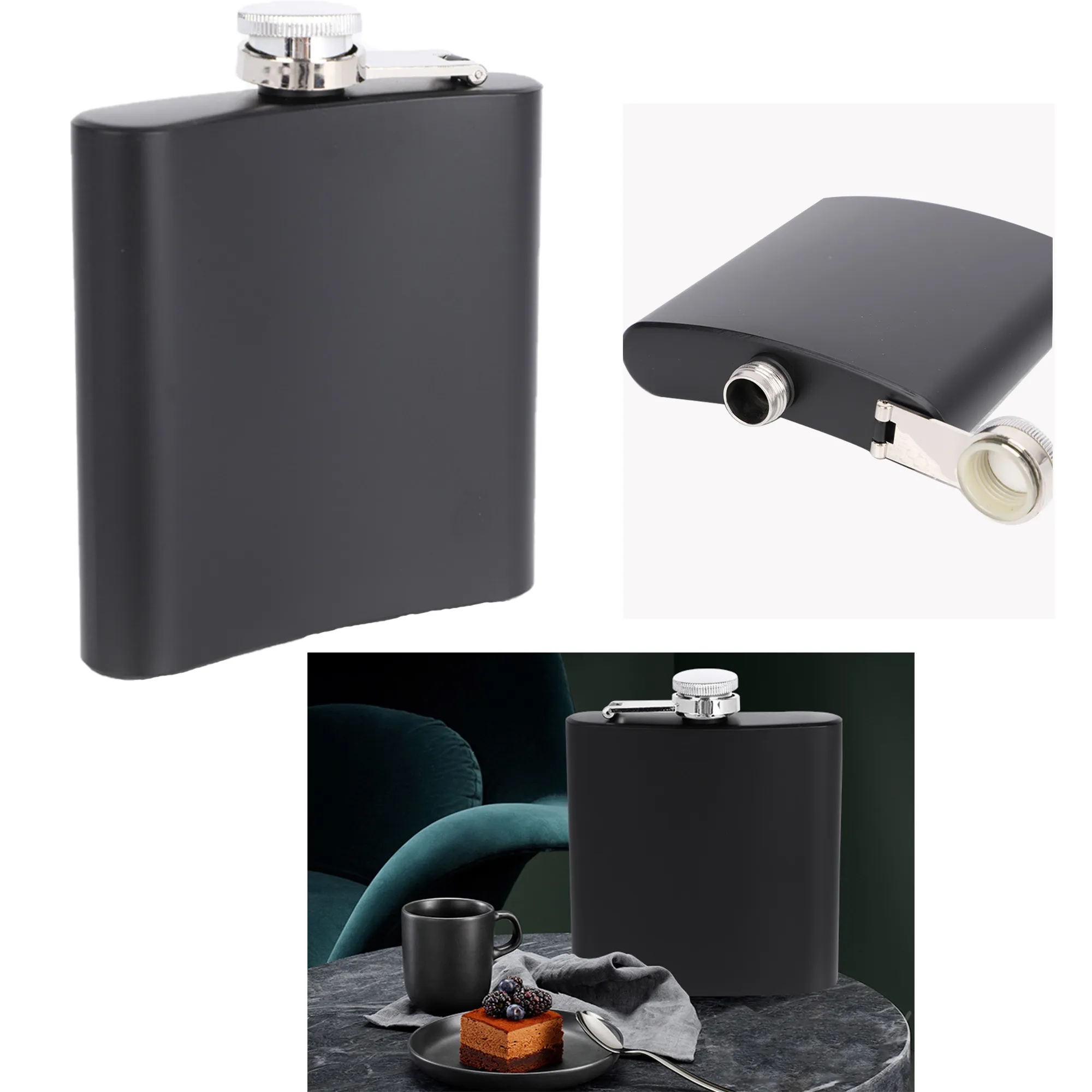 6 oz. Stainless Steel Hip Flasks, custom water bottle with logo imprint 2