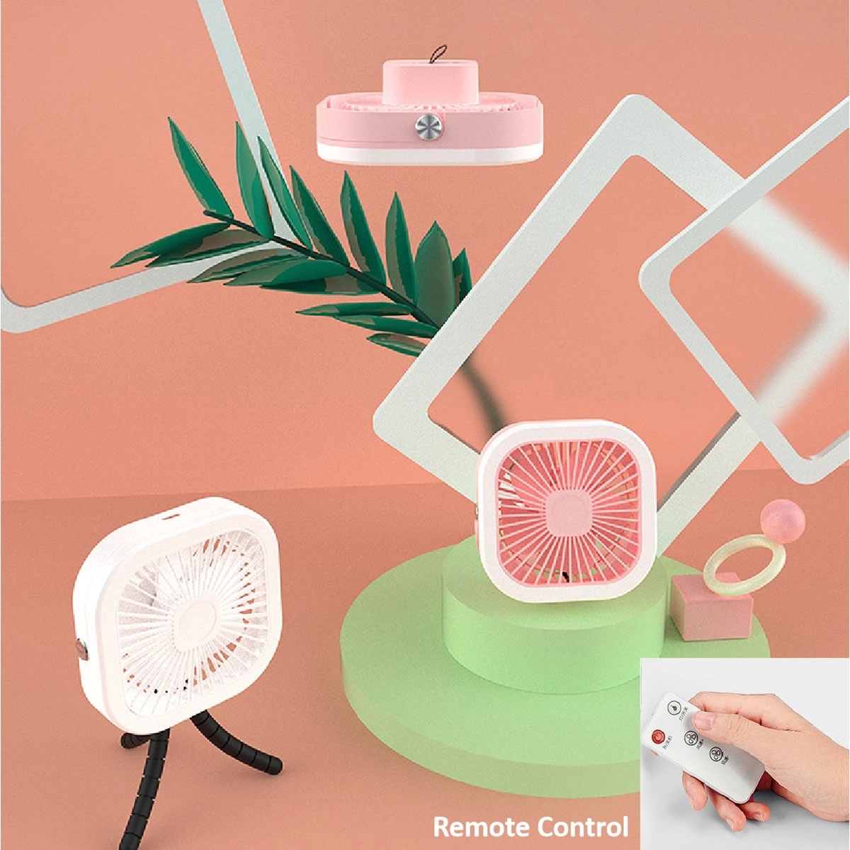 Portable Desk Fans With Led Light Hanging 3