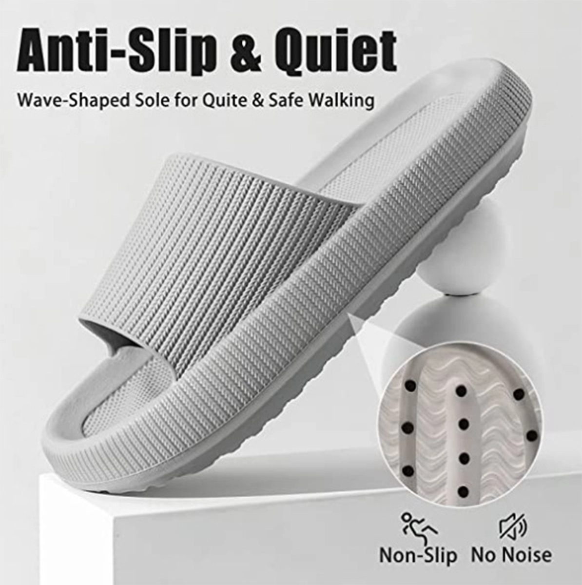 Cushioned Thick Sole Shower Slippers For Women And Men 3