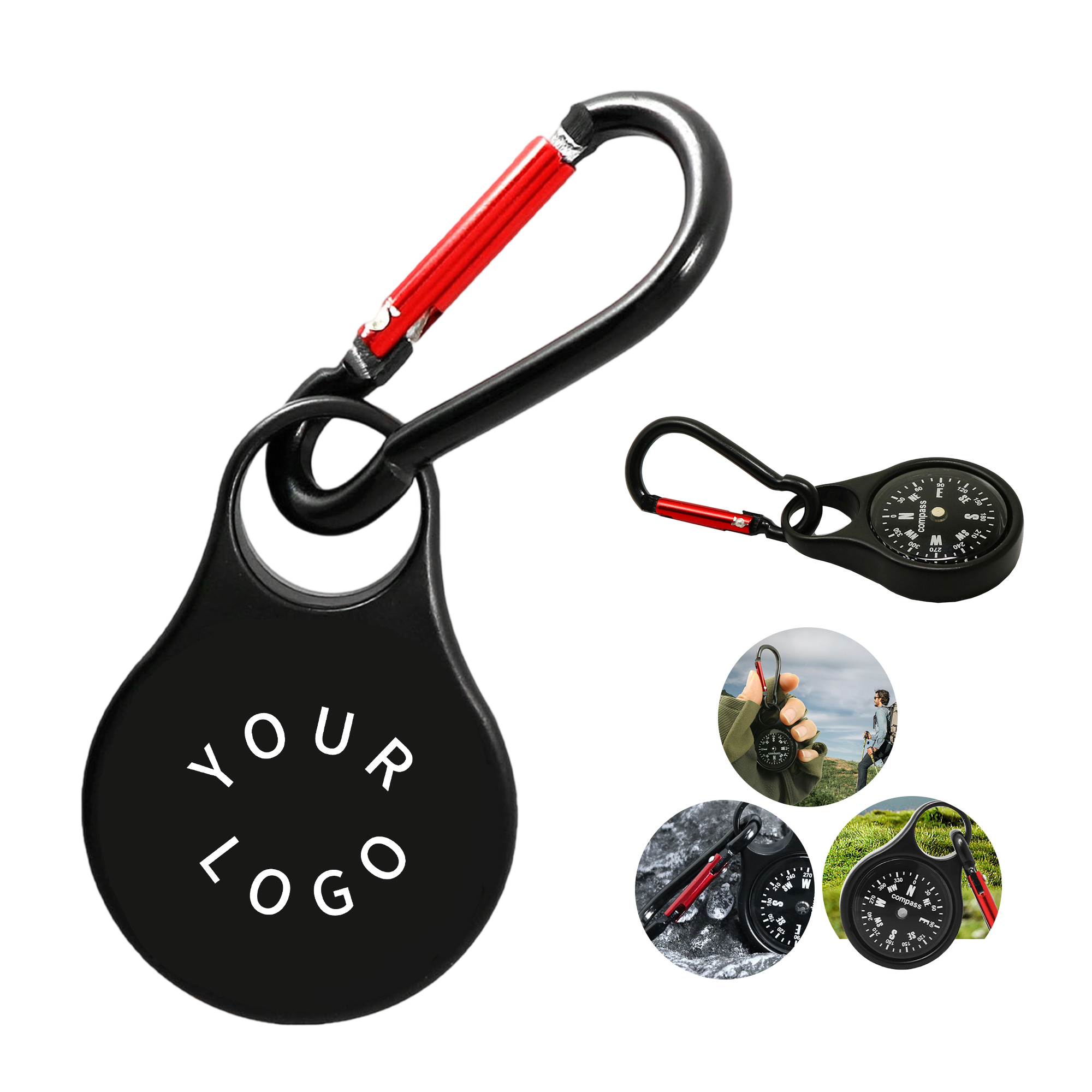 Zinc Alloy Clip Compass With Carabiner 3.62" By 1.46" By 0.47" 2