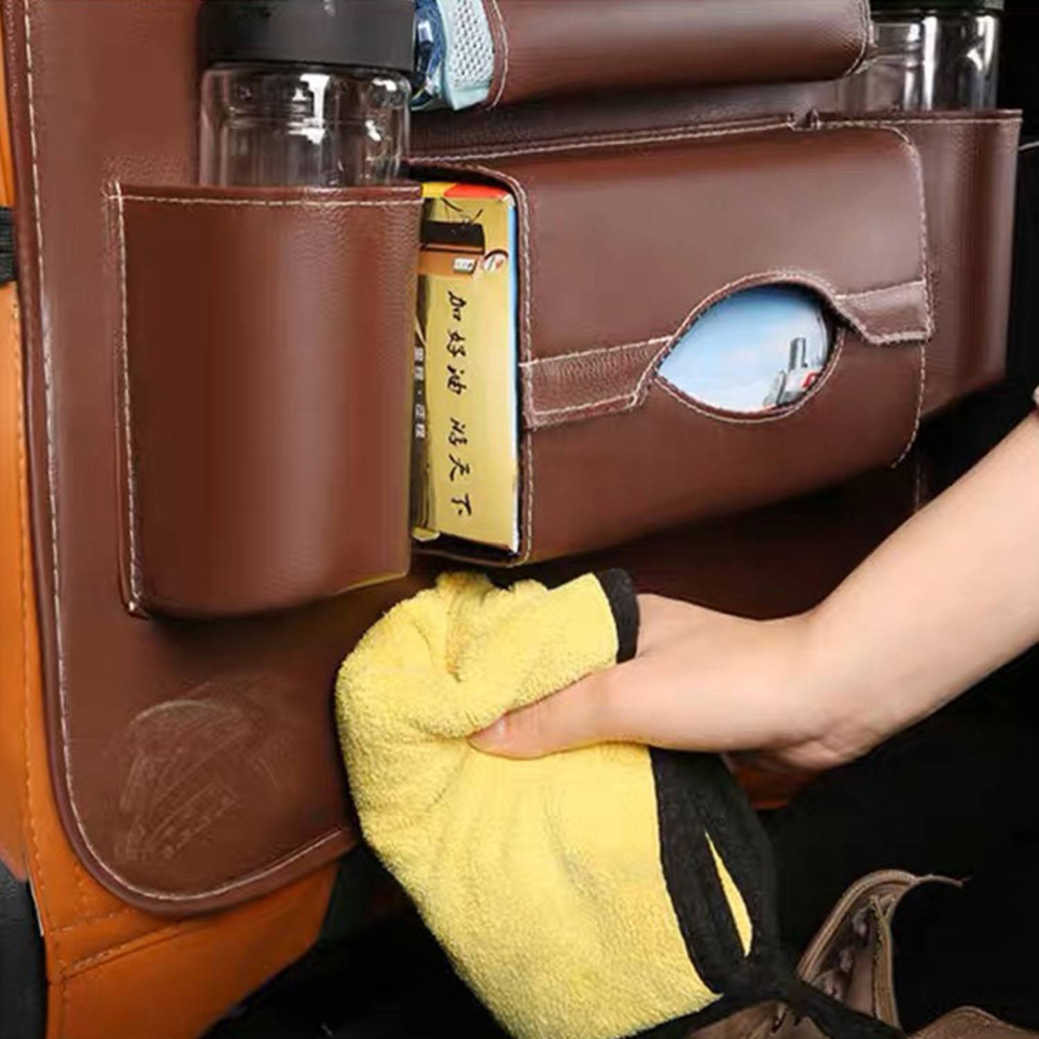 PU Leather car seat back storage bag 4