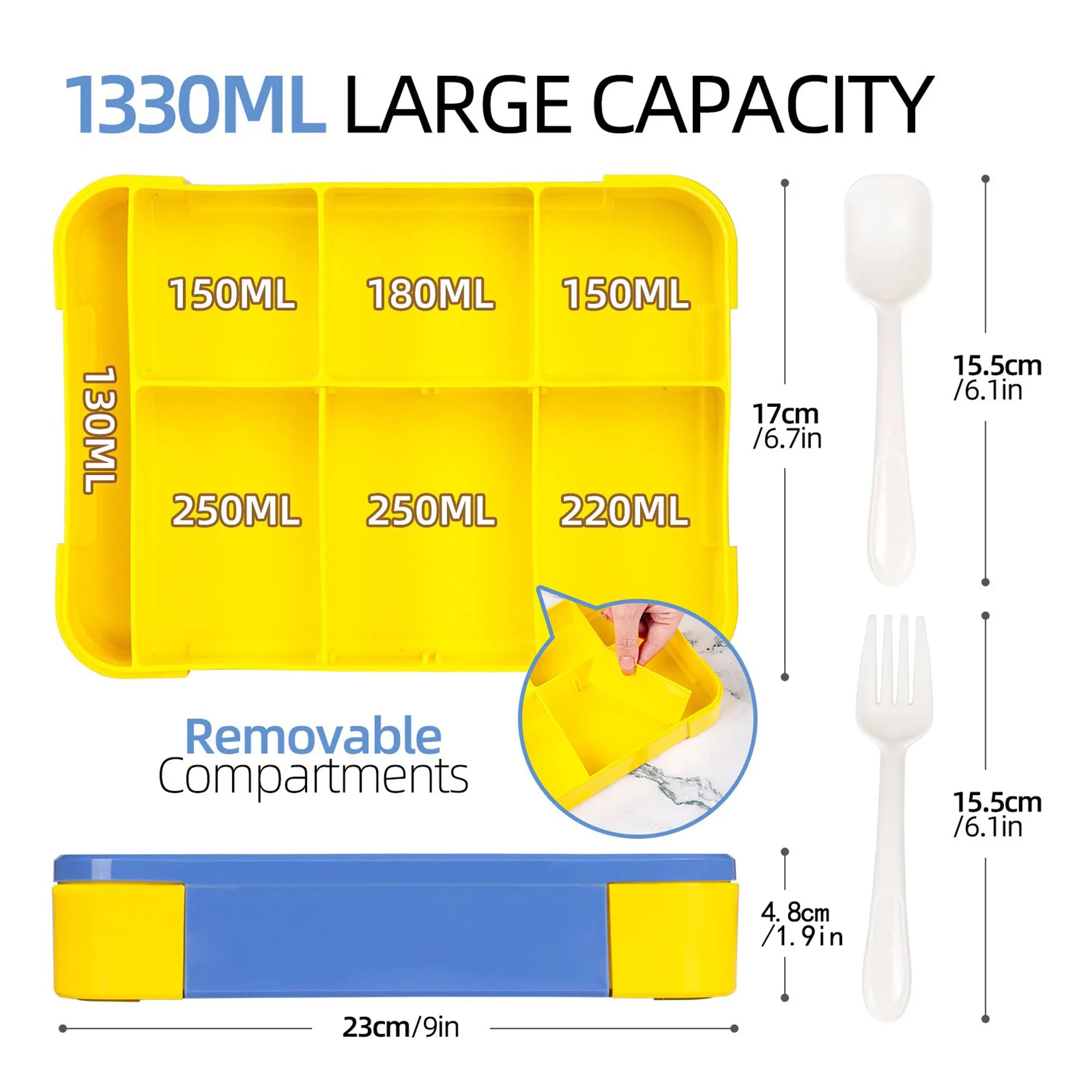 Compact Portable Lunch Box With Utensils Set 2