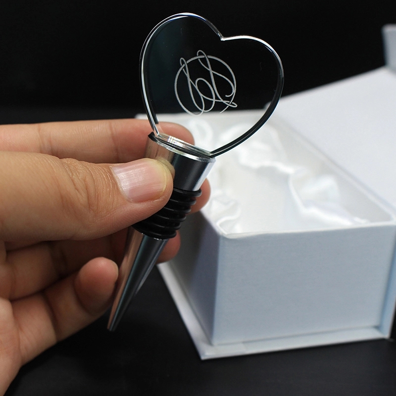 Personalized Crystal Heart Wine Stopper 3