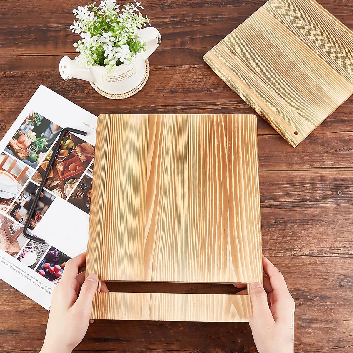 Wood Cookbook Stand For Kitchen 6
