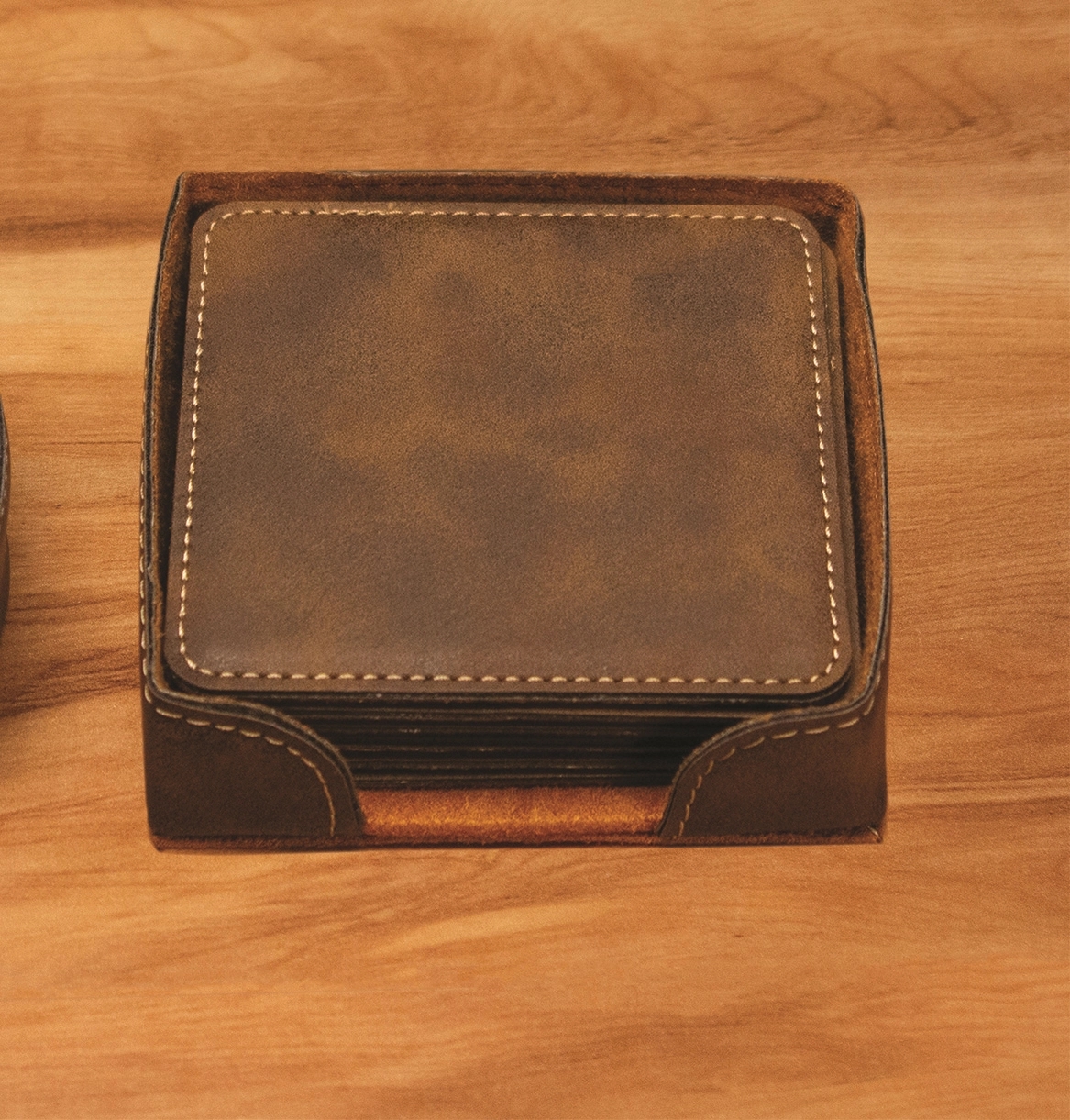 Square Leatherette Coaster Set 2