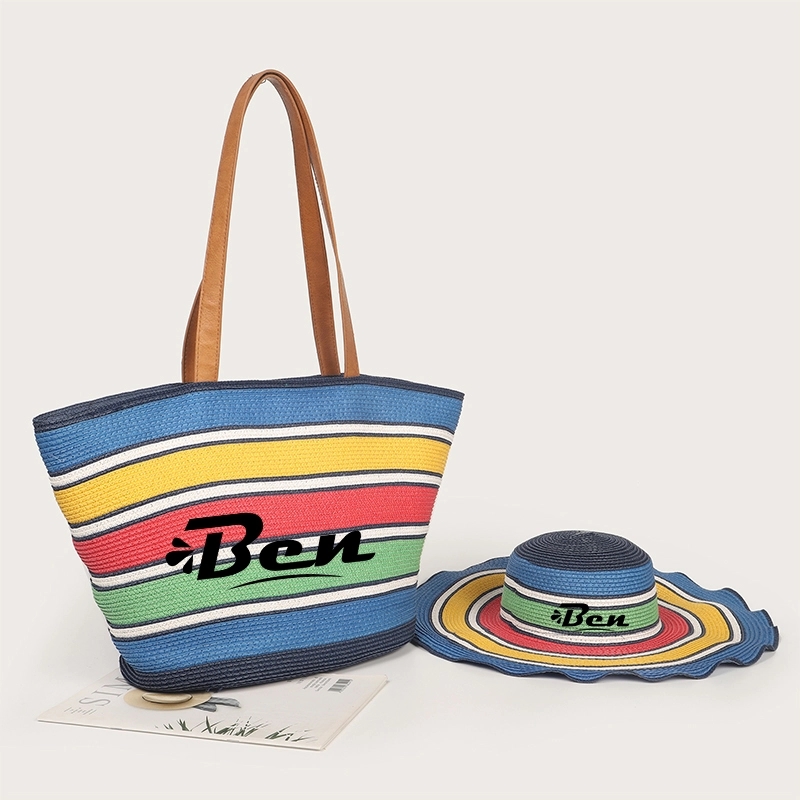 Natural Straw Bag Hand Woven Round Handle Handbags Retro 1
