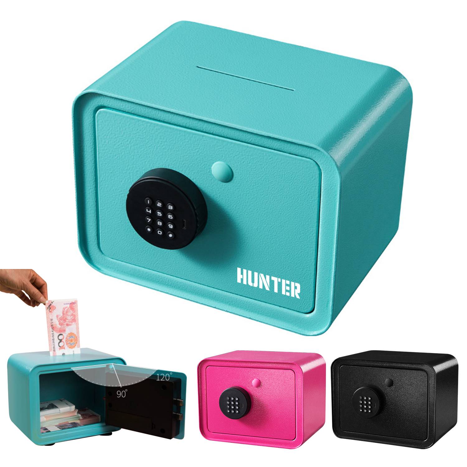 Steel mini safe case with code saving pot for children