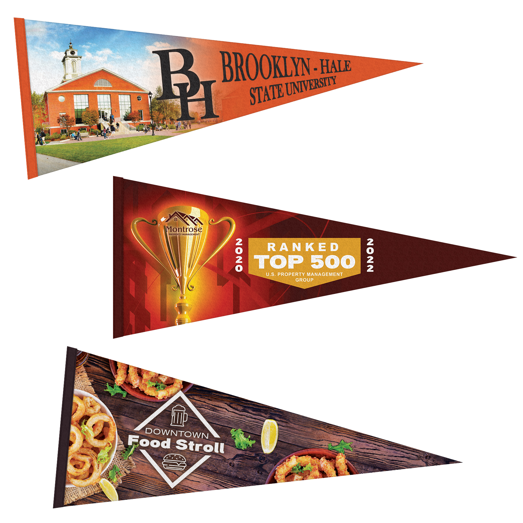 12" x 30" Custom Printed Soft Felt Pennant 12