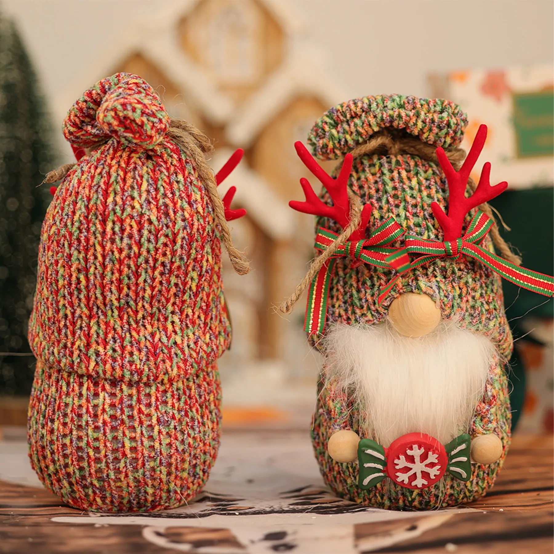 Polyester Christmas Knitted Plush Faceless Doll 3