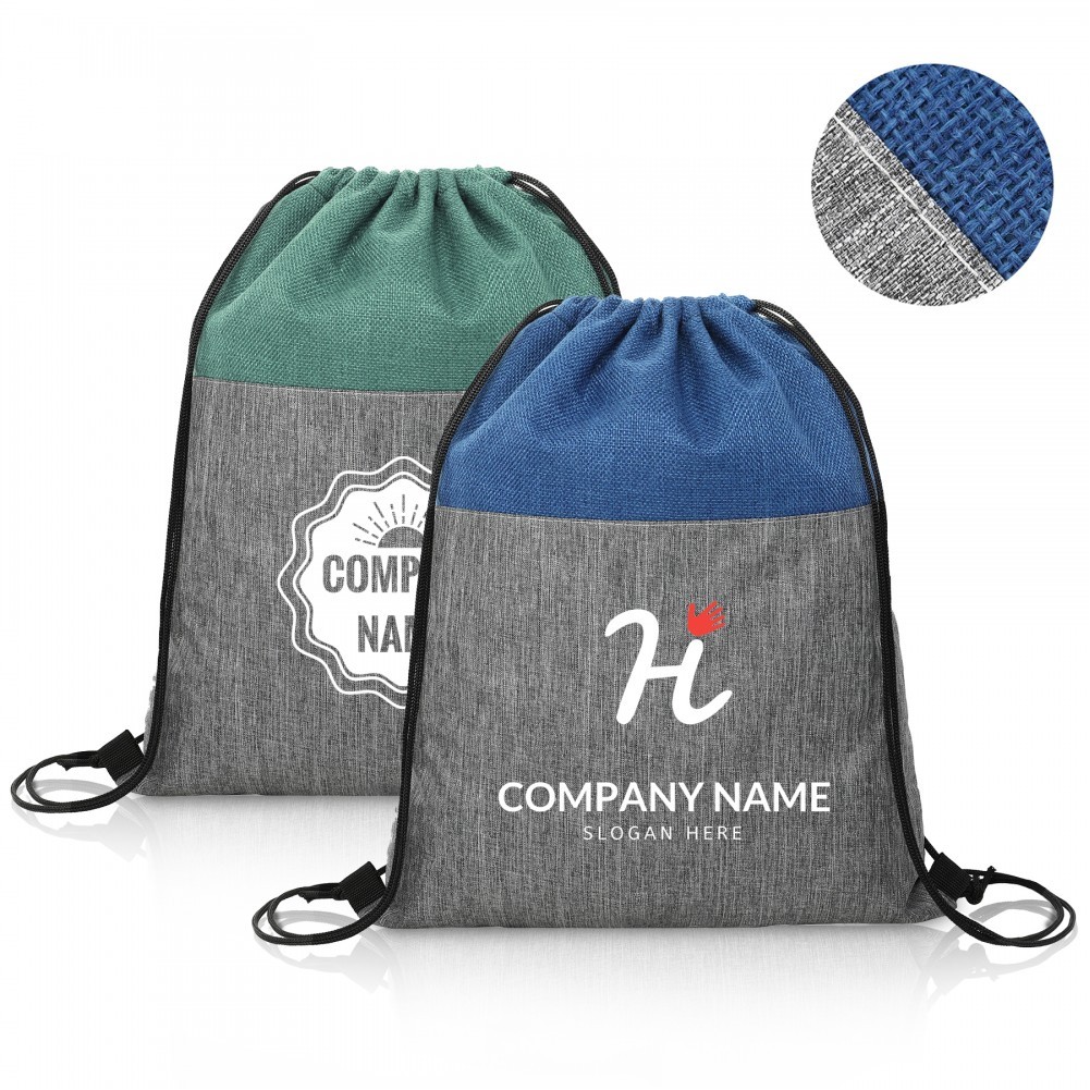 Two Tone Heathered Drawstring Backpack ( 13"x 16.5" ) 2
