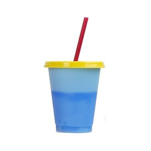 Handy 16oz Plastic Color Changing Cup With Straw 25