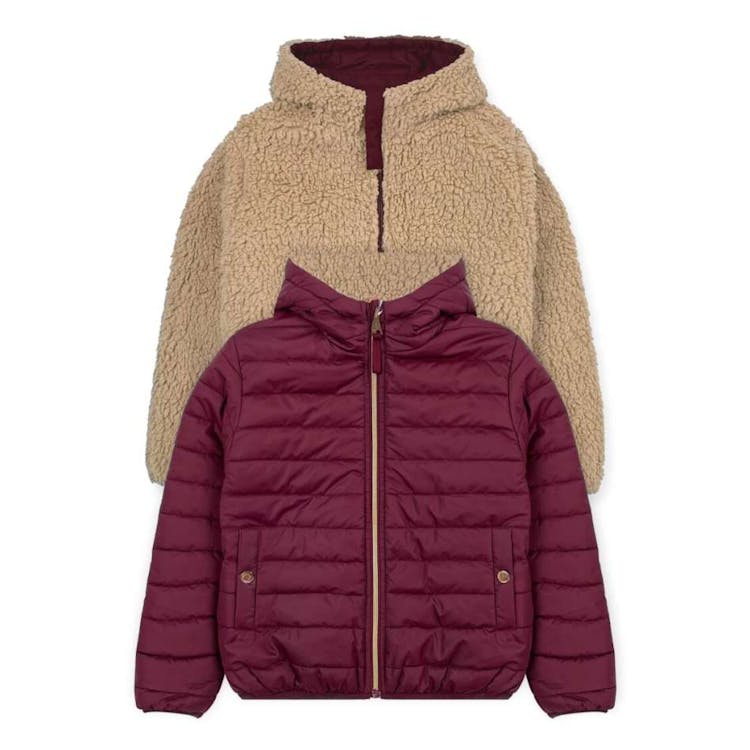 Girls' Sherpa Lined Reversible Jacket Burgundy 4-6X 1
