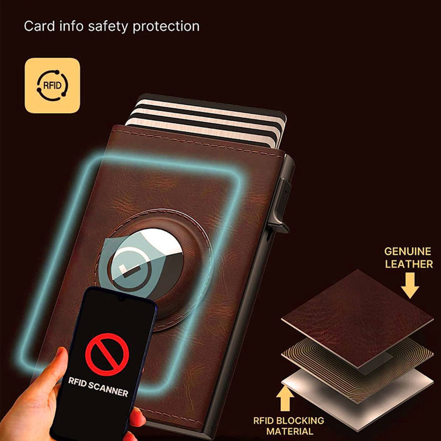 Magnetic Microfiber Leather RFID Trifold Wallet 5